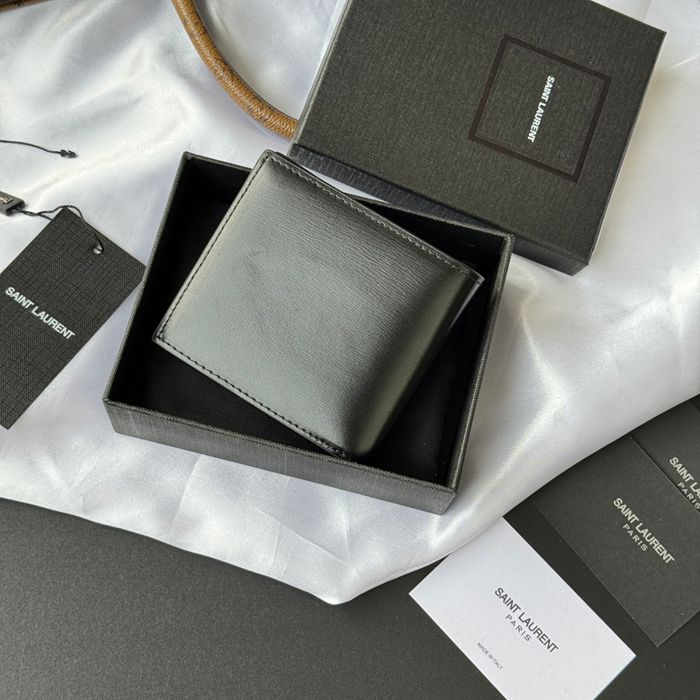 SAINT LAURENT 607727 メンズ対折り財布 牙籤紋 サイズ:11x9.5x2.5cm