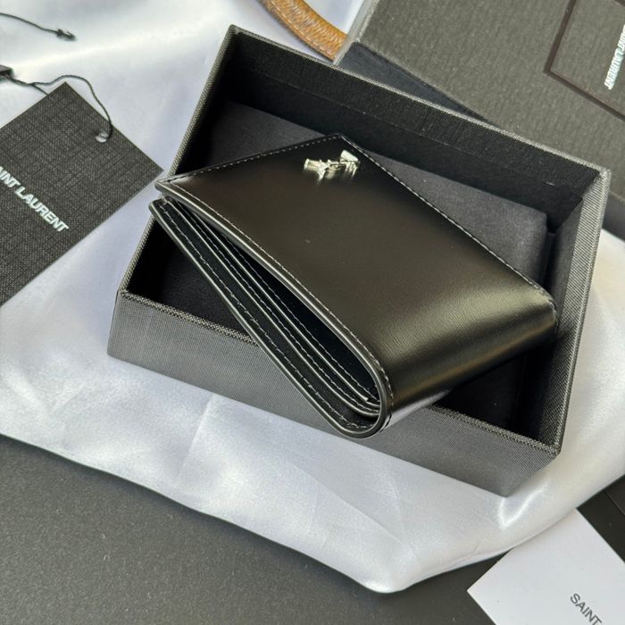 SAINT LAURENT 607727 メンズ対折り財布 牙籤紋 サイズ:11x9.5x2.5cm