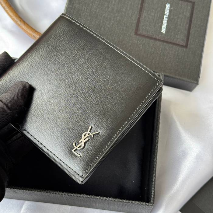 SAINT LAURENT 607727 メンズ対折り財布 牙籤紋 サイズ:11x9.5x2.5cm
