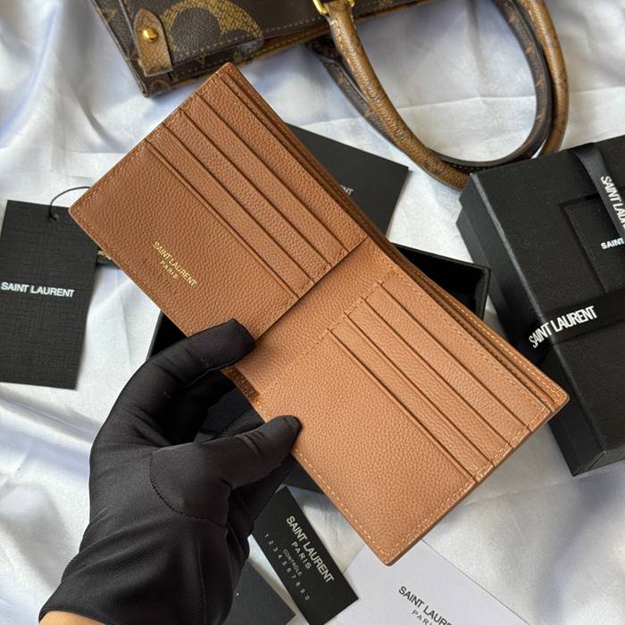 SAINT LAURENT 607727 メンズ対折り財布 荔枝紋刻印 サイズ:11x9.5x2.5cm