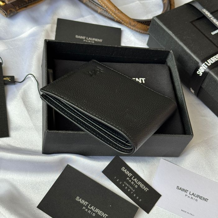 SAINT LAURENT 607727 メンズ対折り財布 荔枝紋刻印 サイズ:11x9.5x2.5cm