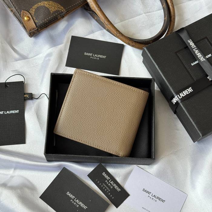 SAINT LAURENT 607727 メンズ対折り財布 荔枝紋刻印 サイズ:11x9.5x2.5cm