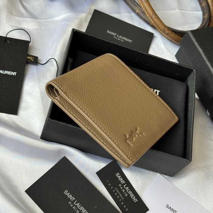 SAINT LAURENT 607727 メンズ対折り財布 荔枝紋刻印 サイズ:11x9.5x2.5cm