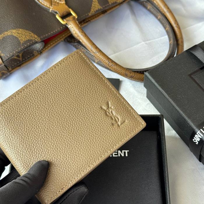SAINT LAURENT 607727 メンズ対折り財布 荔枝紋刻印 サイズ:11x9.5x2.5cm