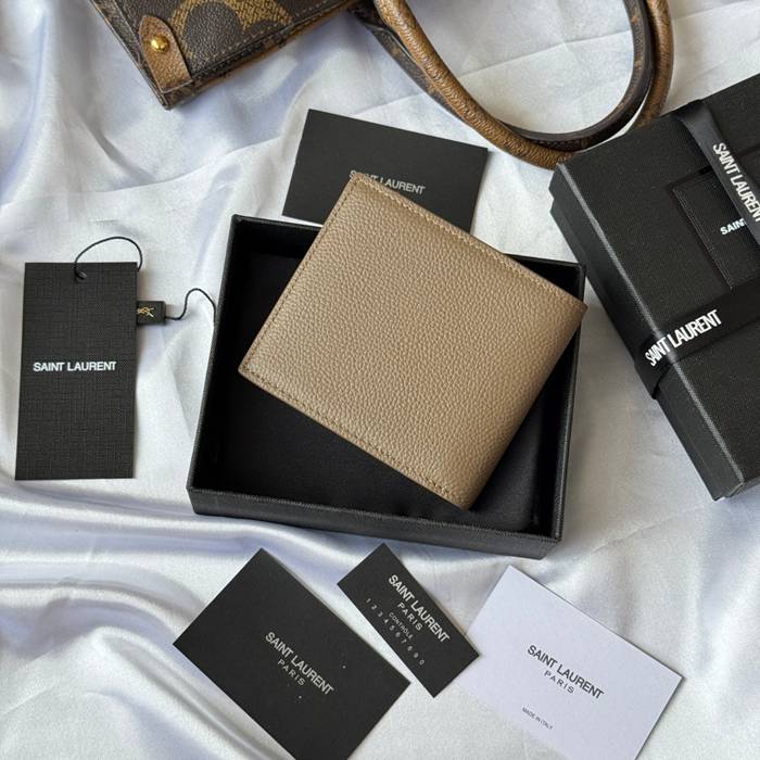 SAINT LAURENT 607727 メンズ対折り財布 荔枝紋 サイズ:11x9.5x2.5cm