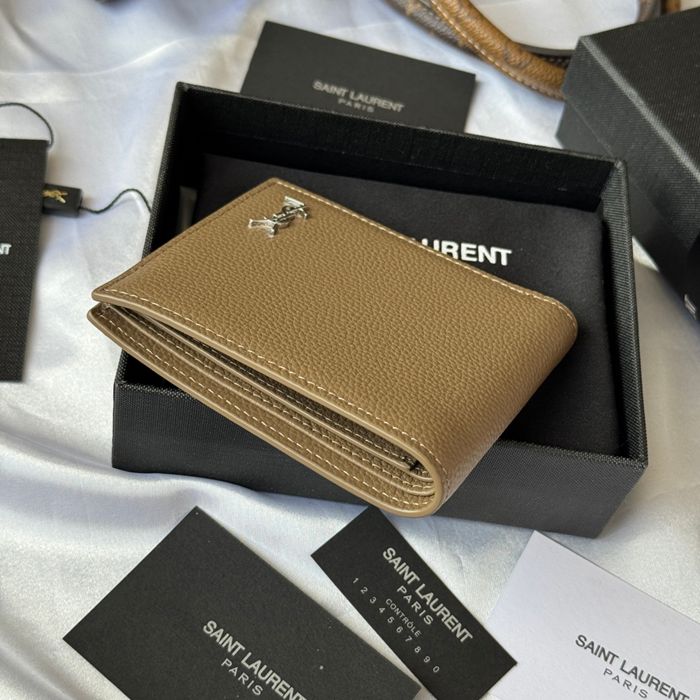 SAINT LAURENT 607727 メンズ対折り財布 荔枝紋 サイズ:11x9.5x2.5cm