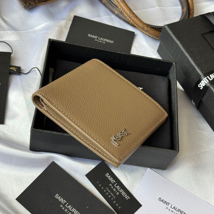 SAINT LAURENT 607727 メンズ対折り財布 荔枝紋 サイズ:11x9.5x2.5cm