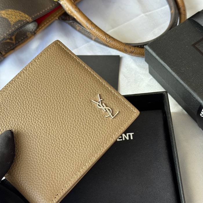 SAINT LAURENT 607727 メンズ対折り財布 荔枝紋 サイズ:11x9.5x2.5cm