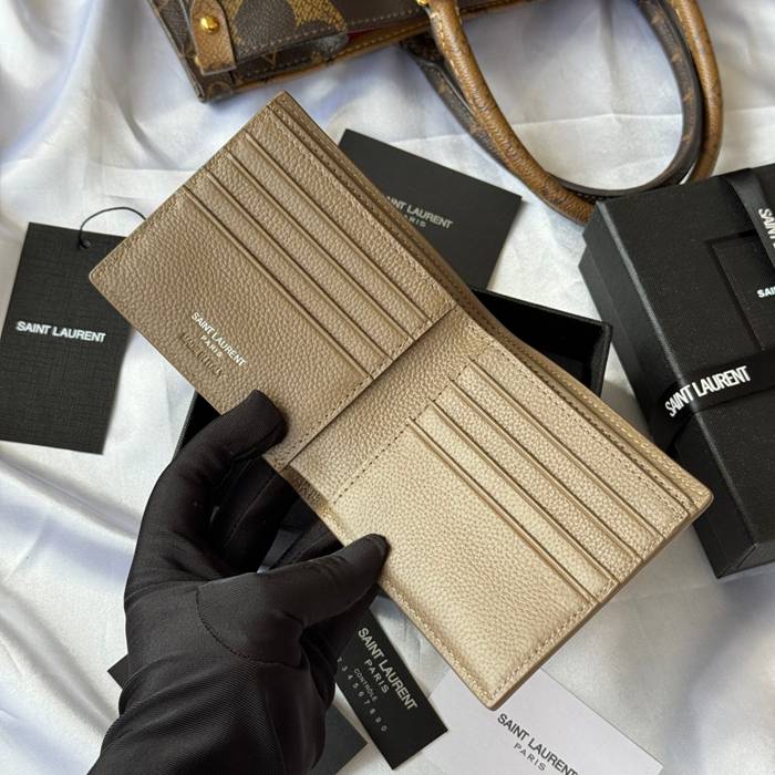 SAINT LAURENT 607727 メンズ対折り財布 荔枝紋 サイズ:11x9.5x2.5cm