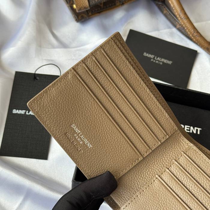SAINT LAURENT 607727 メンズ対折り財布 荔枝紋 サイズ:11x9.5x2.5cm