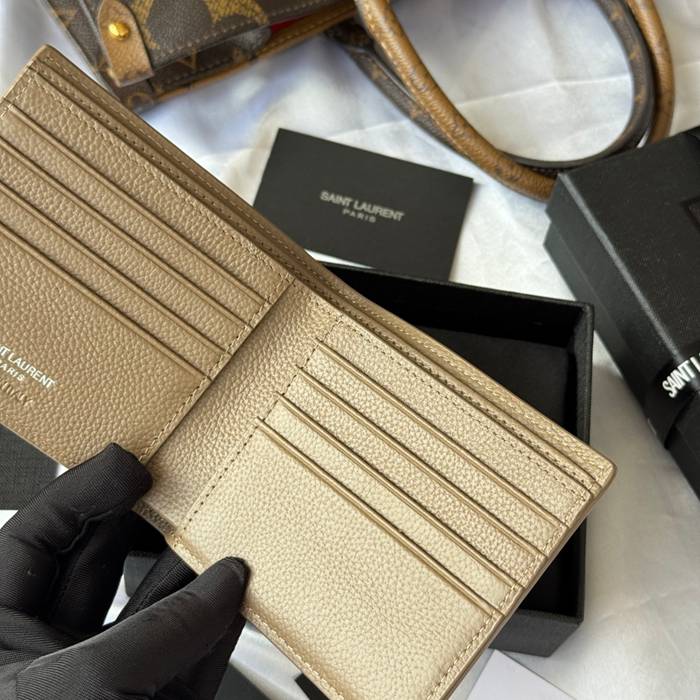 SAINT LAURENT 607727 メンズ対折り財布 荔枝紋 サイズ:11x9.5x2.5cm