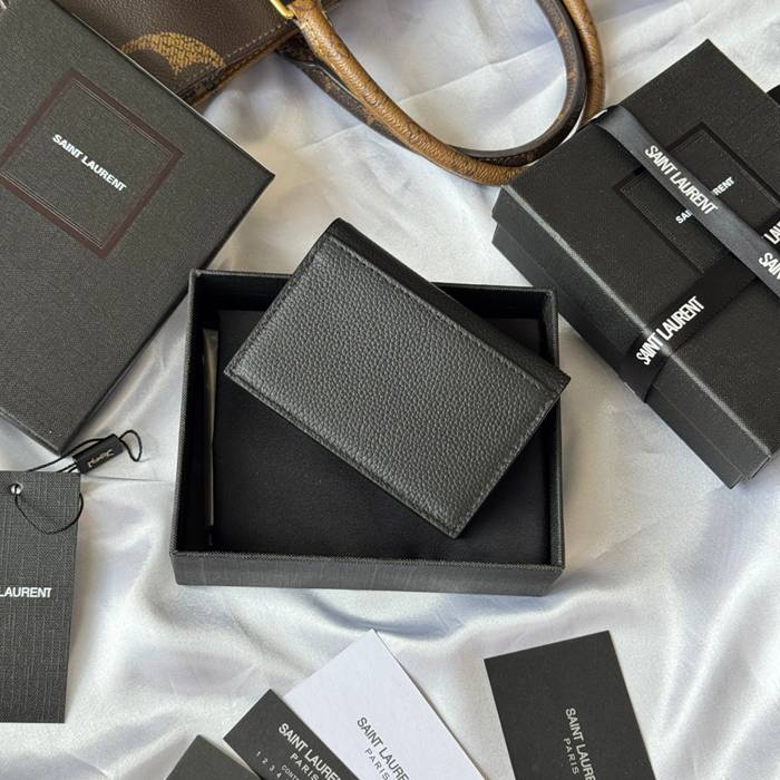 SAINT LAURENT 693492 フラップ名刺ケース 荔枝紋メタル サイズ:11x7.5cm