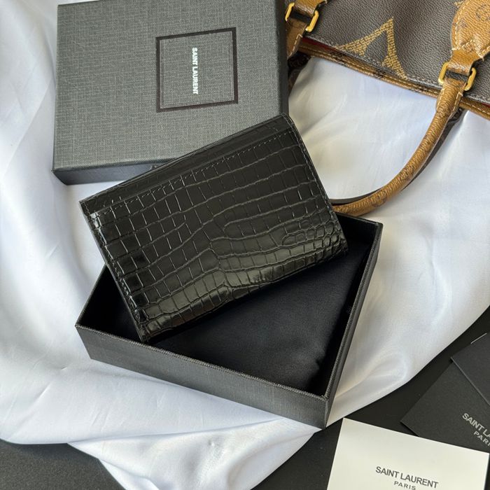 SAINT LAURENT 414404 ワニ革二つ折り短財布 サイズ:13x9cm