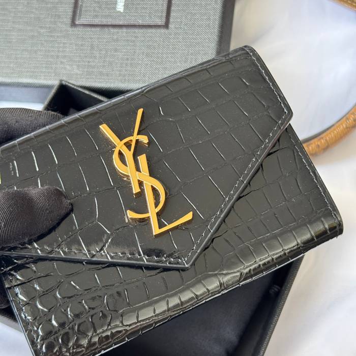 SAINT LAURENT 414404 ワニ革二つ折り短財布 サイズ:13x9cm