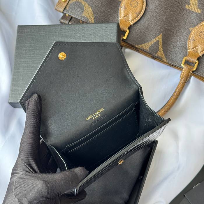 SAINT LAURENT 414404 ワニ革二つ折り短財布 サイズ:13x9cm