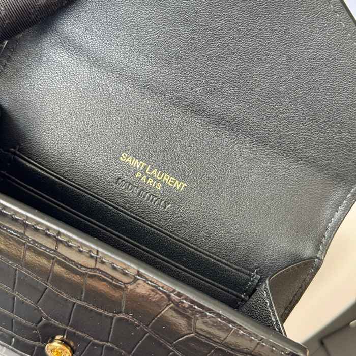SAINT LAURENT 414404 ワニ革二つ折り短財布 サイズ:13x9cm